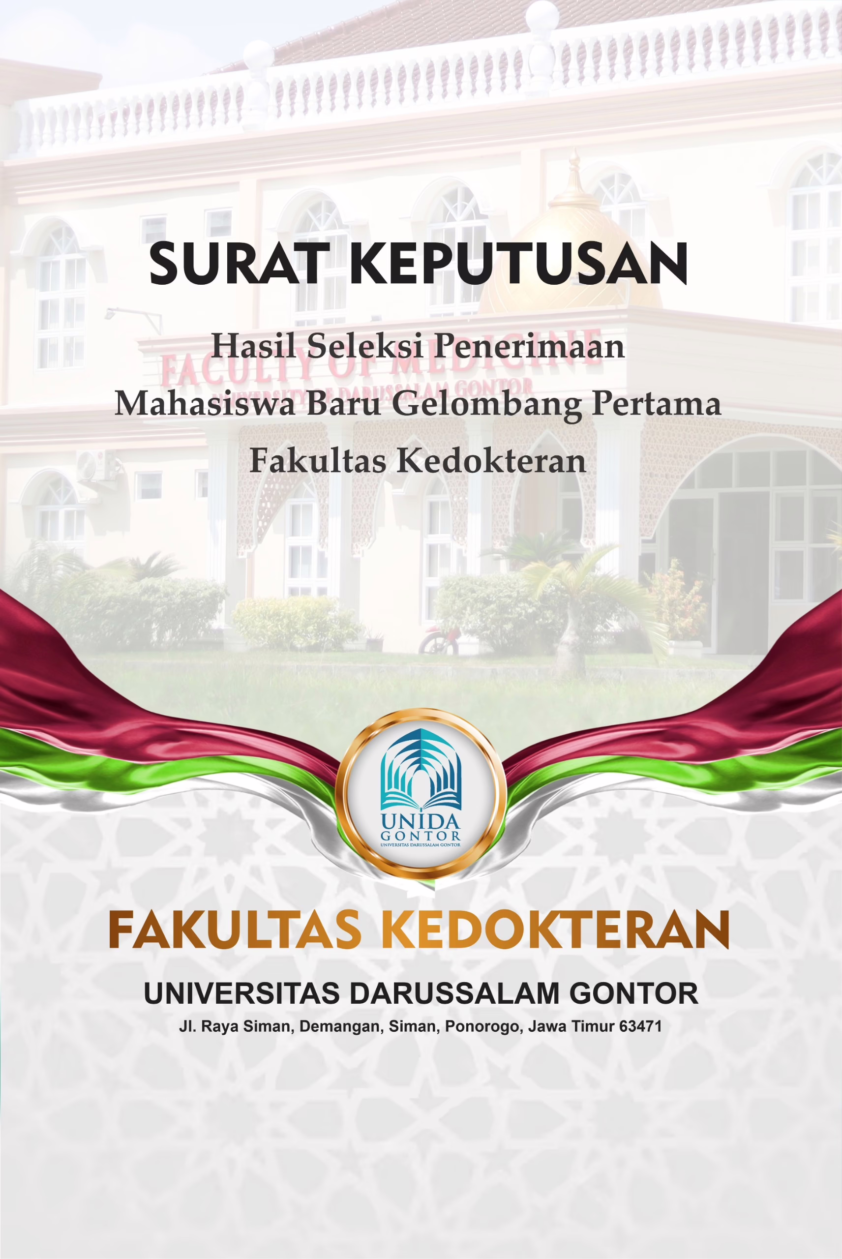 Hasil Seleksi Fakultas Kedokteran UNIDA Gontor