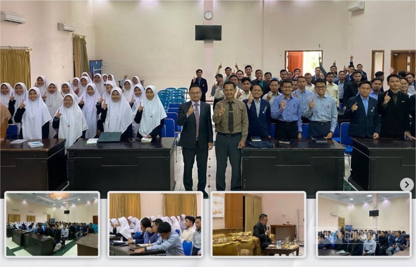 Mahasiswa baru Program Magister Aqidah dan Filsafat Islam UNIDA Gontor mengikuti kegiatan orientasi di aula kampus.