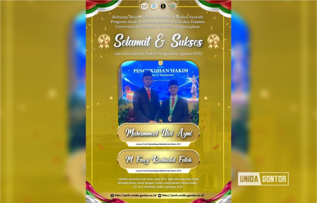 Dua Alumni Fakultas Syariah Dilantik Sebagai Hakim Pengadilan Agama 2025