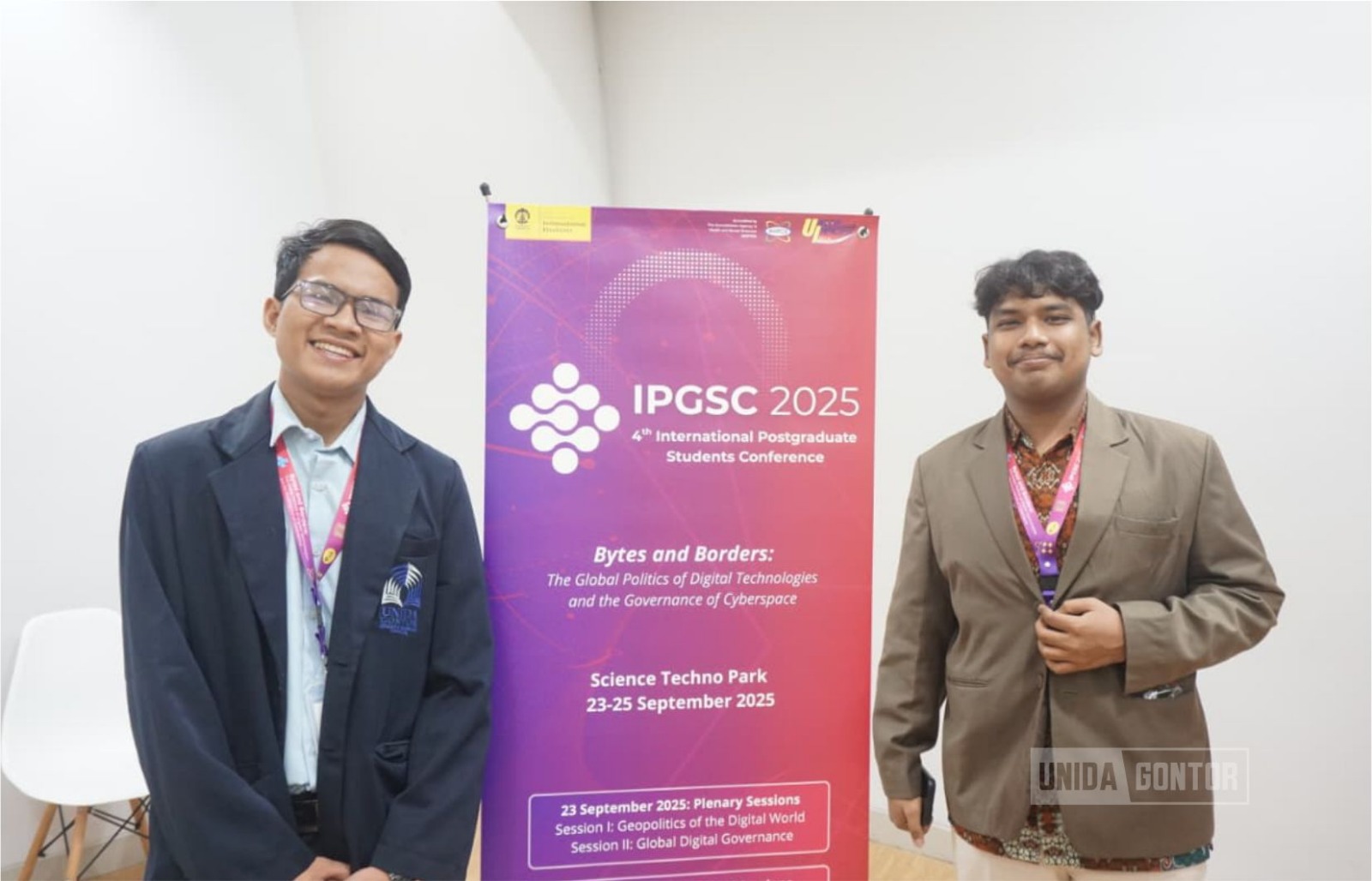 Delegasi UNIDA Gontor mempresentasikan makalah di IPGSC 2025 pada 23–25 September 2025 di Universitas Indonesia.