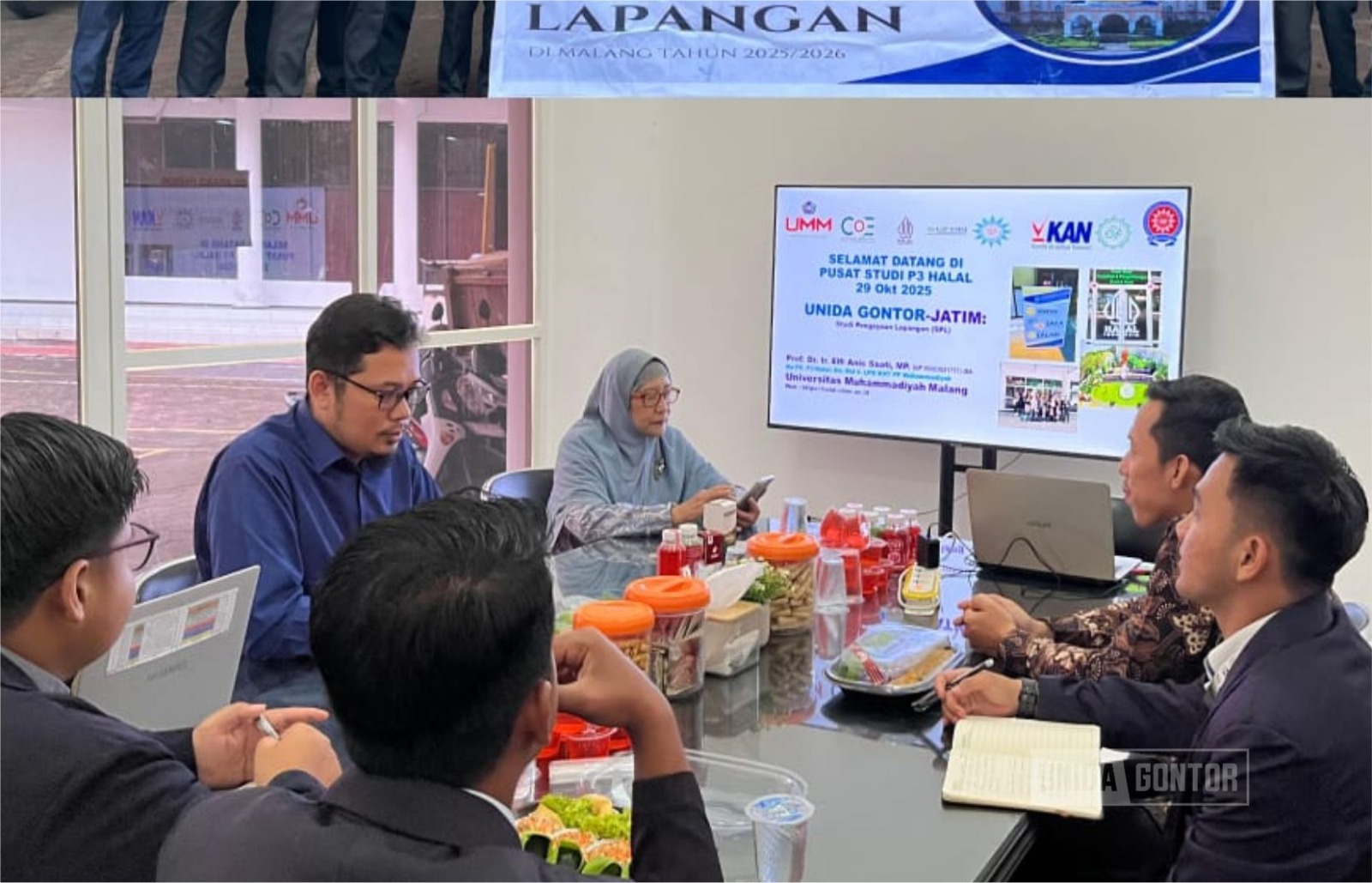 Mahasiswi Prodi Perbandingan Madzhab dan Hukum UNIDA Gontor mengikuti pemaparan Prof. Dr. Elfi di Halal Center Universitas Muhammadiyah Malang tentang pembangunan produk halal yang aman dan berkualitas.