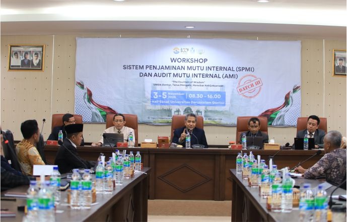 Workshop SPMI–AMI Batch 3 di Universitas Darussalam Gontor, memperkuat kapasitas auditor mutu internal.