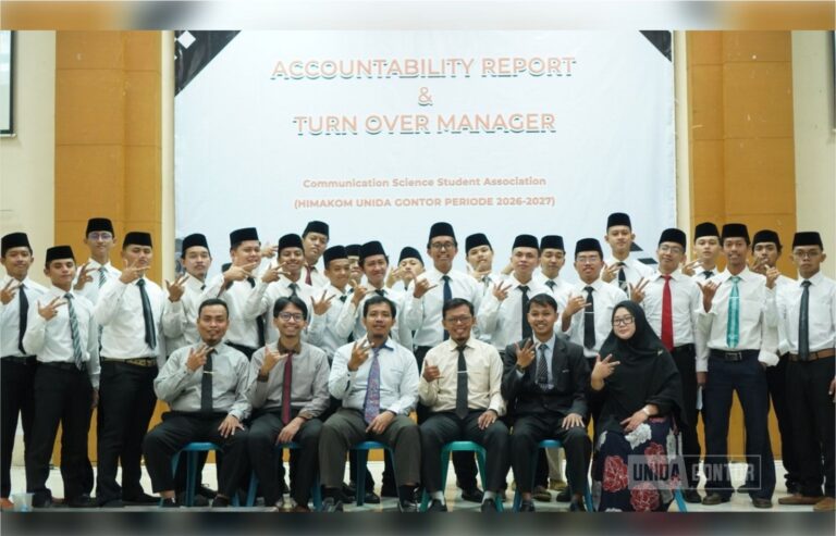 LPJ dan Pelantikan Pengurus HIMAKOM UNIDA Gontor 2026–2027 di Hall CIOS