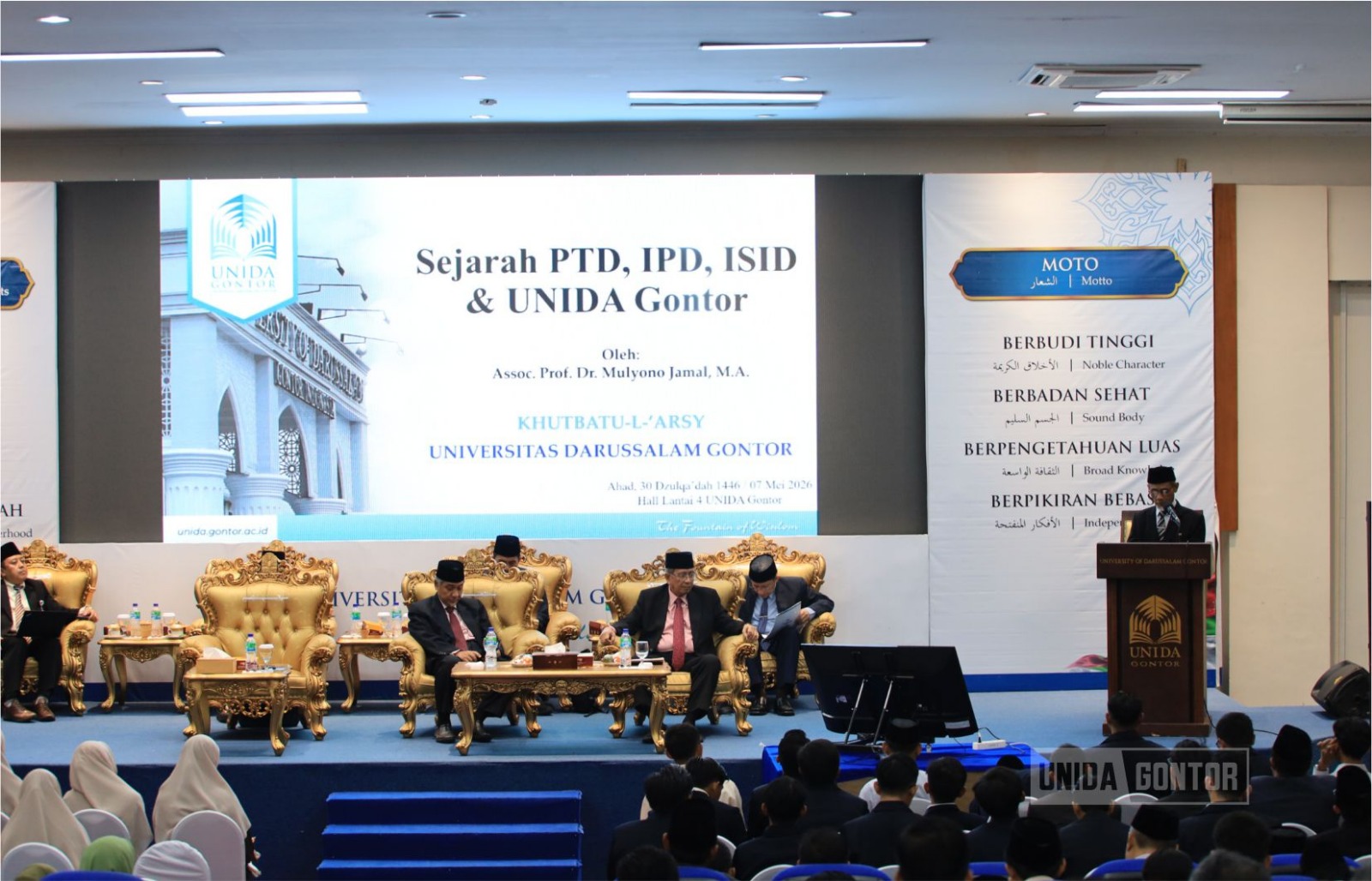 Kuliah Umum Khutbatul Arsy UNIDA Gontor di Gedung Terpadu
