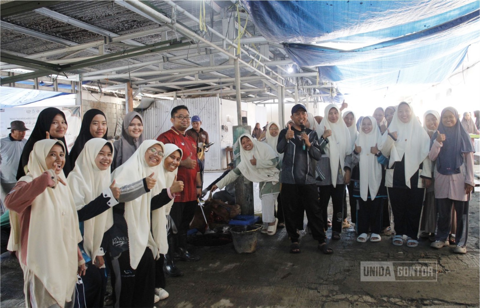 Pelaksanaan rangkaian kegiatan Iduladha di UNIDA Gontor Kelas C yang melibatkan civitas akademika dalam qurban, perlombaan, dan bakti sosial