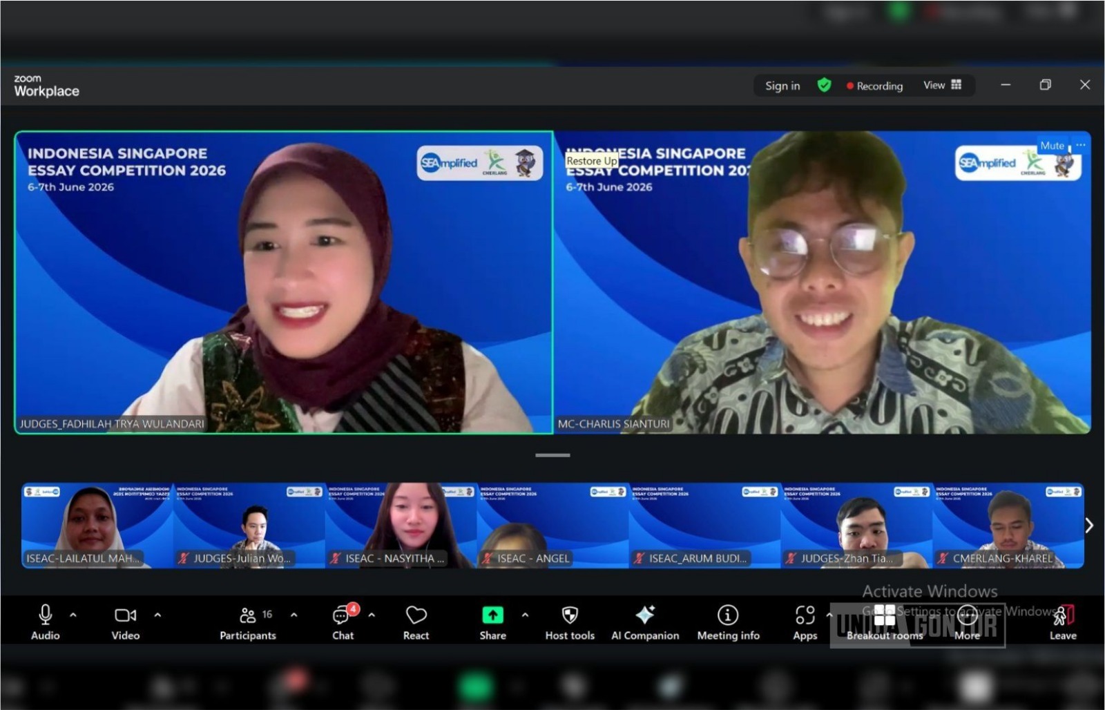 Mahasiswi HI UNIDA Gontor meraih Top 7 pada Indonesia-Singapore Essay Competition 2026