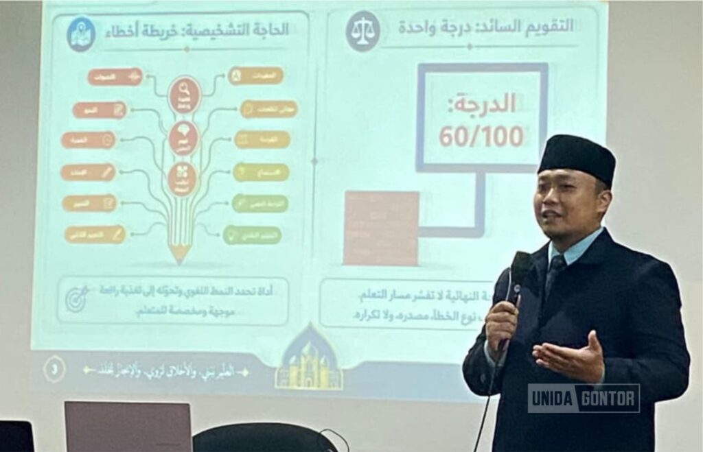 Dosen PBA UNIDA Gontor Alfy Mamduh Nuruddin menjadi pemateri kuliah khusus AI dalam asesmen bahasa Arab di UNISSA
